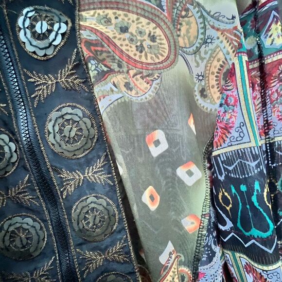 Pings Imports Pleats Collection Multicolor Sheer Y2K Zip Up Hooded Shirt Size S - Picture 7 of 11